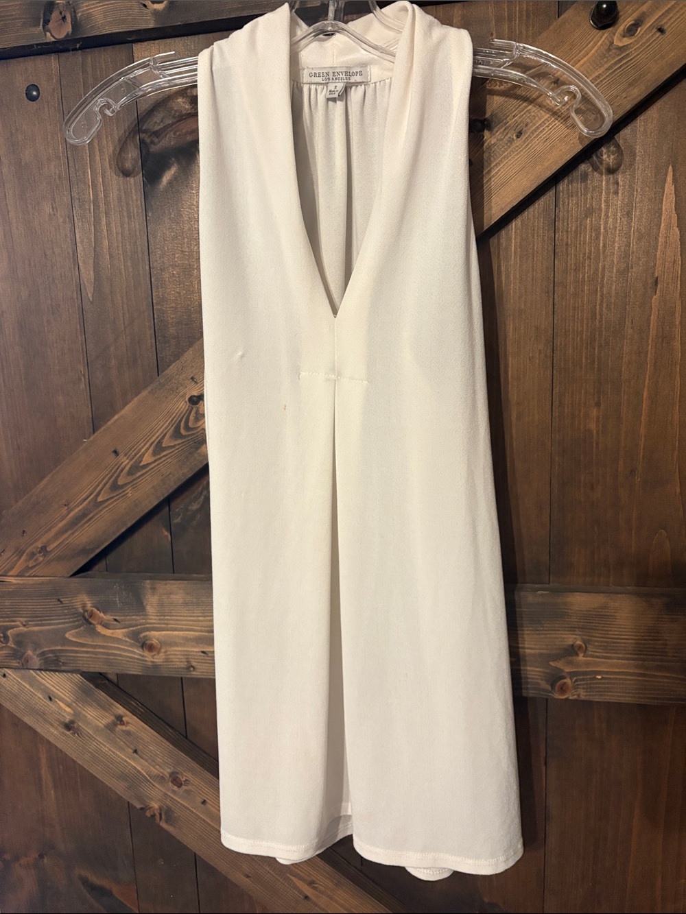 Green Envelope Cream Halter V-Neck tank